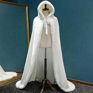Faux Fur hooded cape, Faux Fur Bridal Wrap cape, White Wedding, Bridal Fur cape